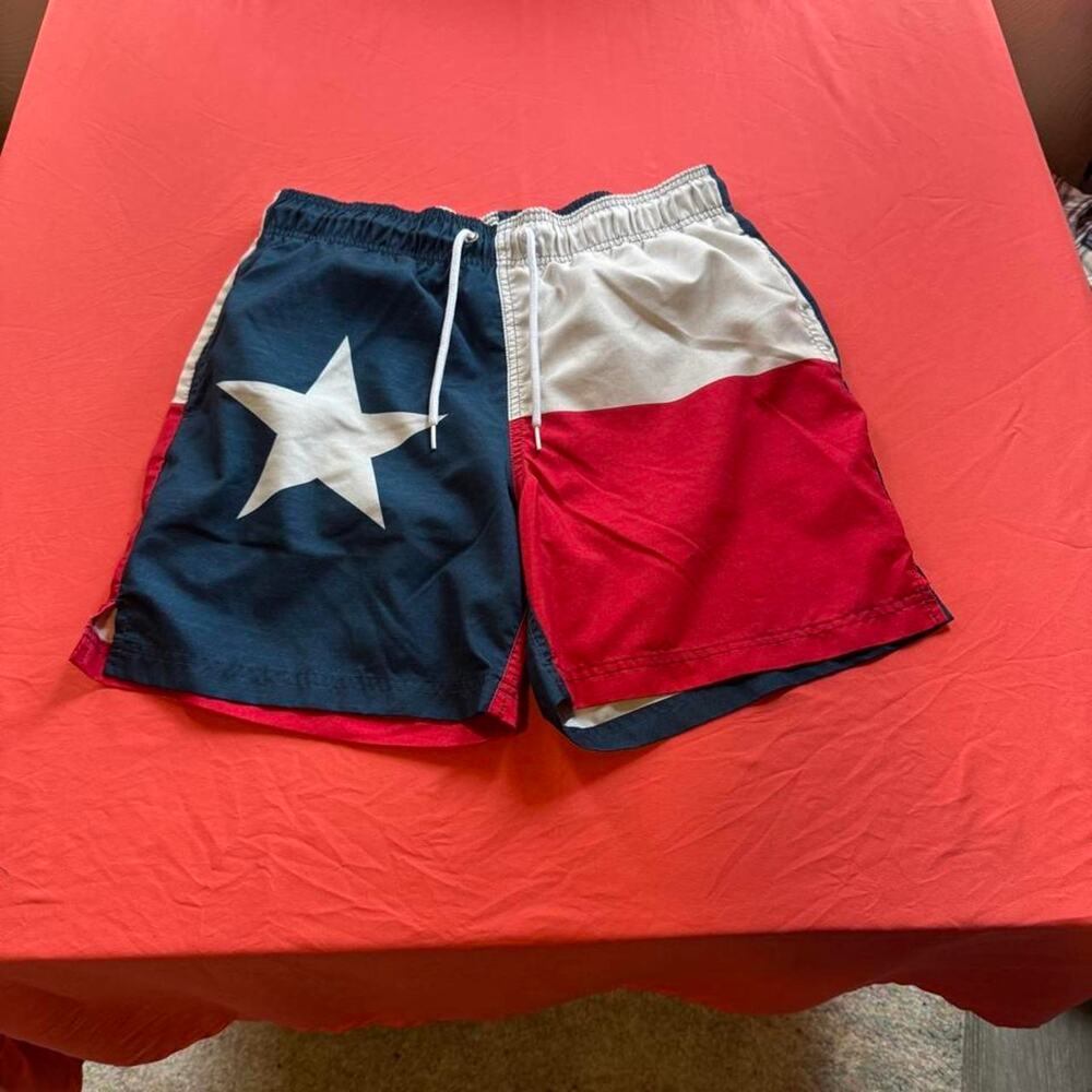 George Texas state flag swim shorts w/ elastic waist & drawstring- Size M